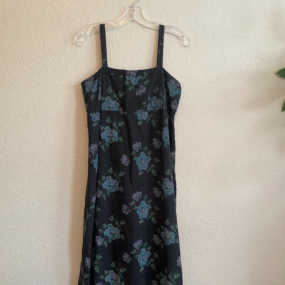1990s Black Floral Column Dress - Perfect to Layer with a Baby Tee!